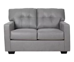 Battstone Graphite Faux Leather Loveseat