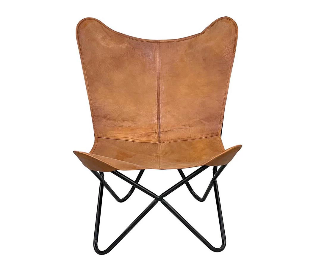 Tan Leather Butterfly Chair 2 Tan Leather Butterfly Chair - Image 2