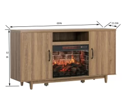 60" Modern Tan Electric Fireplace Console -Home Style Shop 810617759 A6