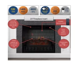 48" Faux Herringbone Mantel Electric Fireplace -Home Style Shop 810617761 M7