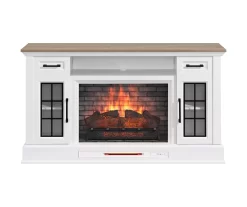 60" White 2-Door Electric Fireplace Console