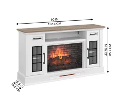 60" White 2-Door Electric Fireplace Console -Home Style Shop 810618088 A6