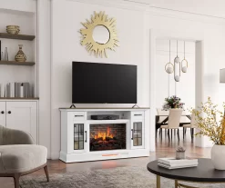 60" White 2-Door Electric Fireplace Console -Home Style Shop 810618088 B0 3
