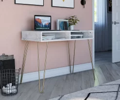 Novogratz Athena Faux Marble 2-Cubby Computer Desk 21 Novogratz Athena Faux Marble 2-Cubby Computer Desk -Home Style Shop 810618403 1