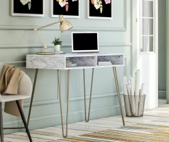 Novogratz Athena Faux Marble 2-Cubby Computer Desk 22 Novogratz Athena Faux Marble 2-Cubby Computer Desk -Home Style Shop 810618403 2