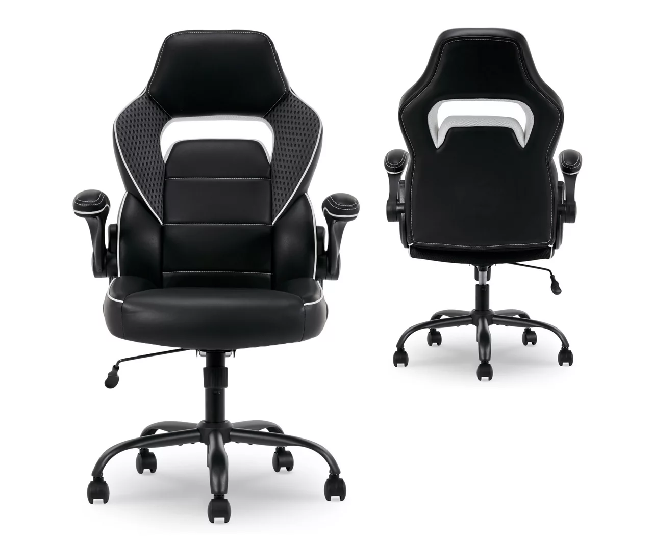 White & Black Faux Leather Gaming Chair 9 White & Black Faux Leather Gaming Chair - Image 9