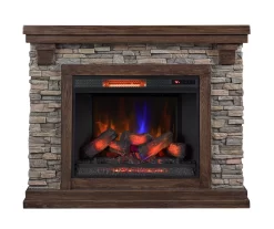 50" Madison Pine & Faux Stone Electric Fireplace