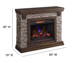 50" Madison Pine & Faux Stone Electric Fireplace -Home Style Shop 810620258 A6