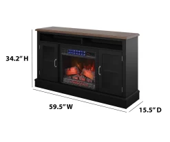 59.5" Black CoolGlow Electric Fireplace & Fan Console -Home Style Shop 810620259 A6