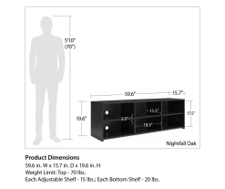 60" Capstan Black Oak TV Stand -Home Style Shop 810621023 A0 5