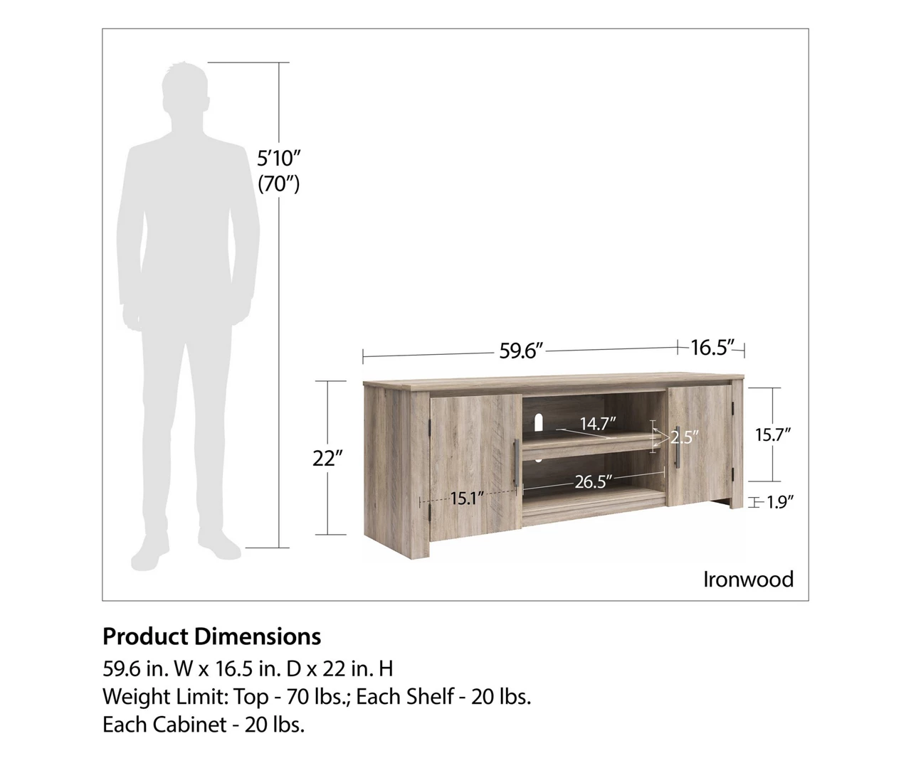 60" Aldridge Gray Oak TV Stand 6 60" Aldridge Gray Oak TV Stand - Image 6
