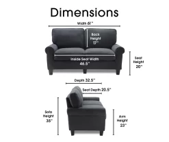 Copenhagen Charcoal Loveseat -Home Style Shop 810659173 A0 5