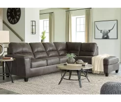 Signature Design By Ashley Navi Smoke Faux Leather Sleeper Sectional With Right-Facing Chaise 7 Signature Design By Ashley Navi Smoke Faux Leather Sleeper Sectional With Right-Facing Chaise -Home Style Shop combo760013 3