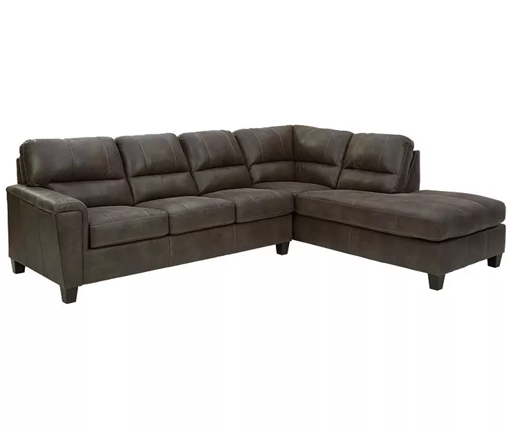 Signature Design By Ashley Navi Smoke Faux Leather Sleeper Sectional With Right-Facing Chaise 1 Signature Design By Ashley Navi Smoke Faux Leather Sleeper Sectional With Right-Facing Chaise