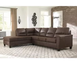 Signature Design By Ashley Navi Chestnut Faux Leather Sleeper Sectional With Left-Facing Chaise -Home Style Shop combo760016 2