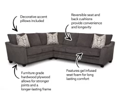 Broyhill Rotherton Dark Gray Sectional -Home Style Shop combo770001 6