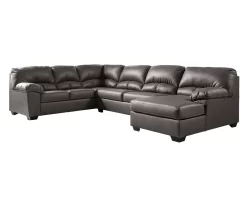 Signature Design By Ashley Aberton Gray Faux Leather 3-Piece Sectional With Right-Facing Chaise