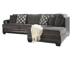 Signature Design By Ashley Kumasi Gray Faux Leather Sectional With Right-Facing Chaise